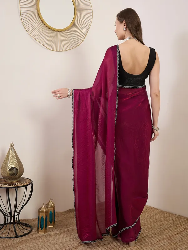 Magenta_Satin_Woven_Lace_Border_Saree_For_Women