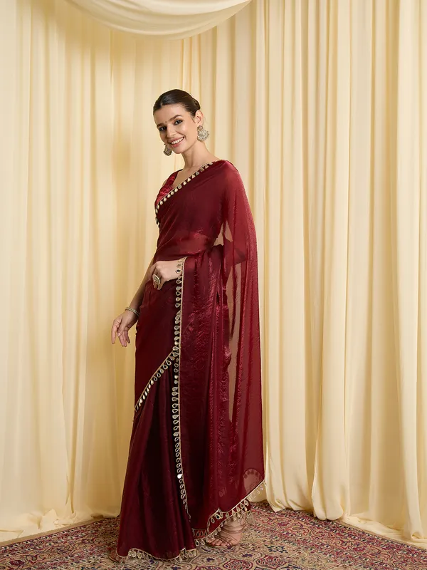 Maroon_Satin_Sheer_Embellished_Saree_For_Women