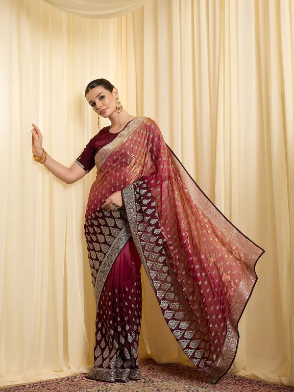 Maroon_Satin_Embroidered_Blouse_For_Women