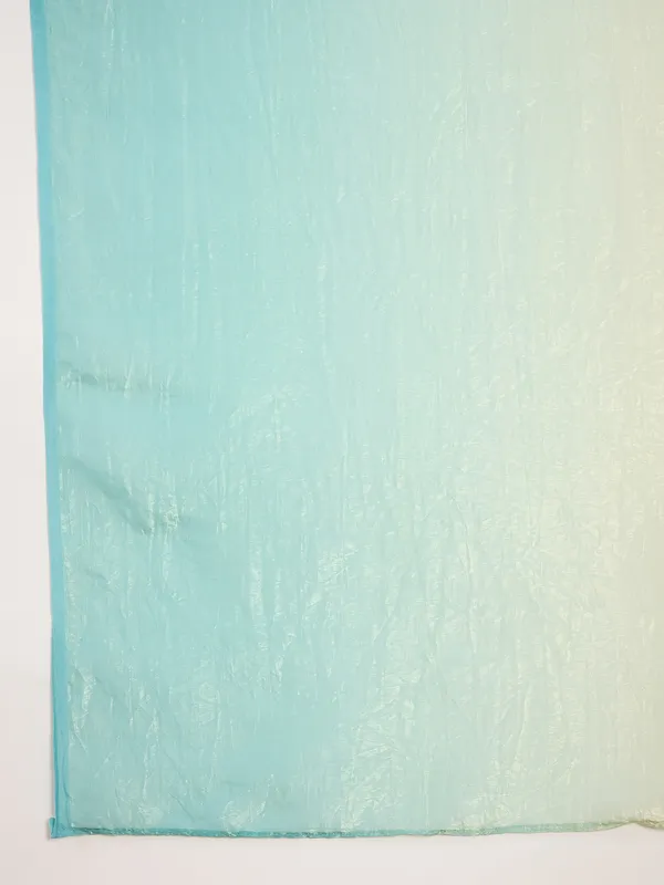 Pink_Aqua_Satin_Textured_Contrast_Panel_Saree_For_Women