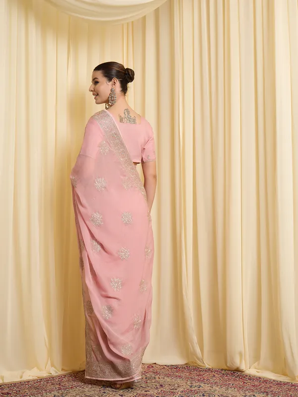 Pink_Satin_Floral_Embroidered_Saree_For_Women