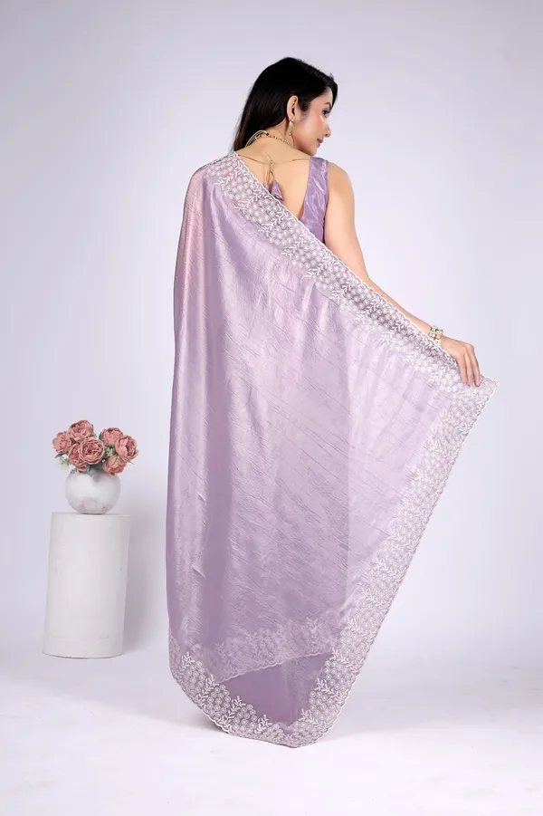 Lavender_Satin_Embroidered_Saree_For_Women
