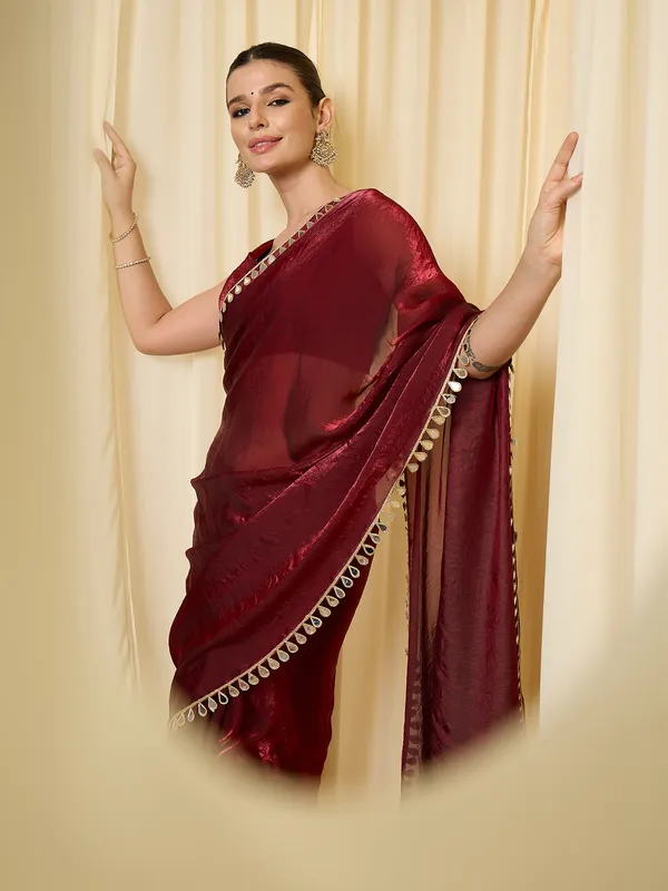 Maroon_Satin_Sheer_Embellished_Saree_For_Women