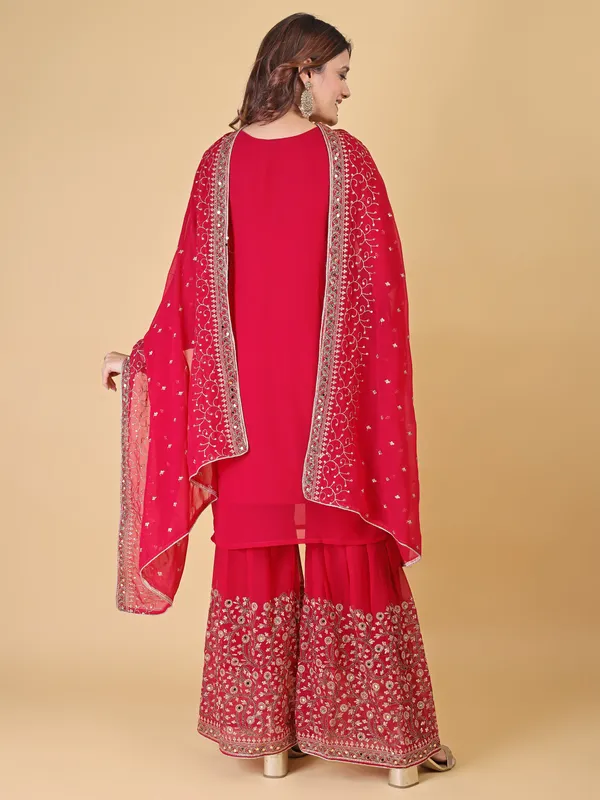 Red_Cotton_Embroidered_Sharara_Suit_Set_For_Women