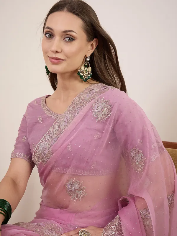 Pink_Satin_Embroidered_Ethnic_Saree_For_Women