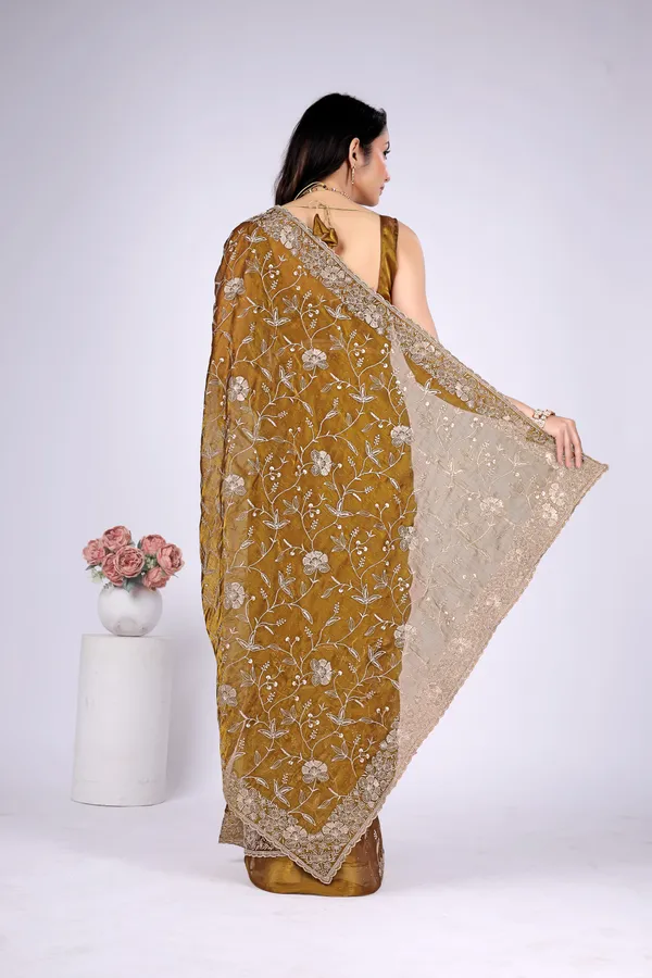 Mustard_Satin_Floral_Embroidered_Saree_For_Women