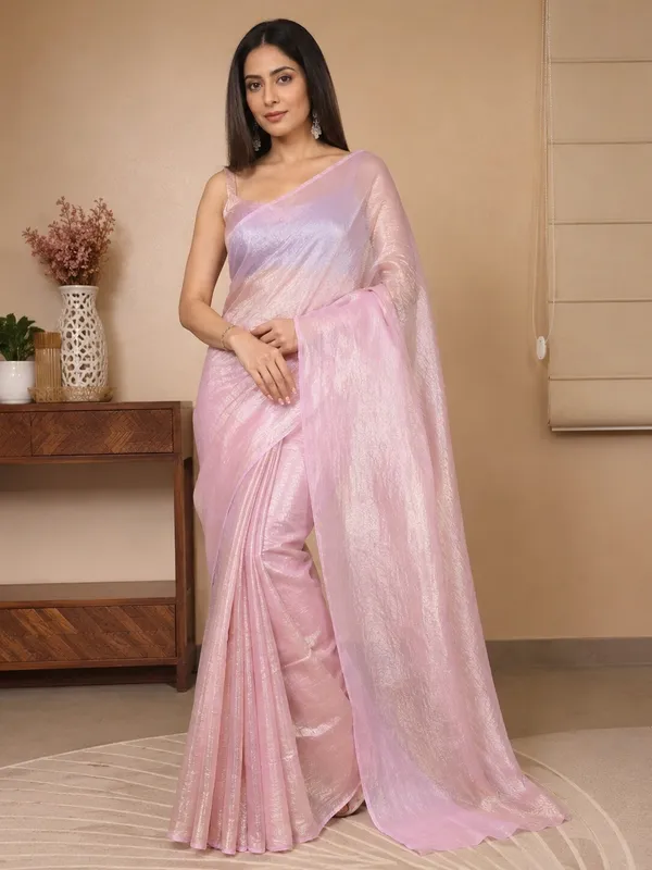 Pink_Satin_Shimmer_Floral_Saree_For_Women