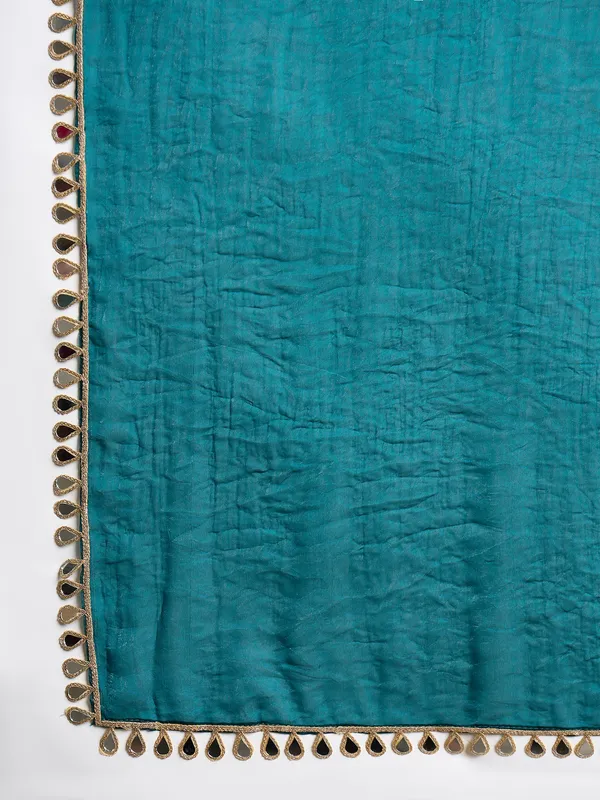 Teal_Satin_Embellished_Saree_For_Women