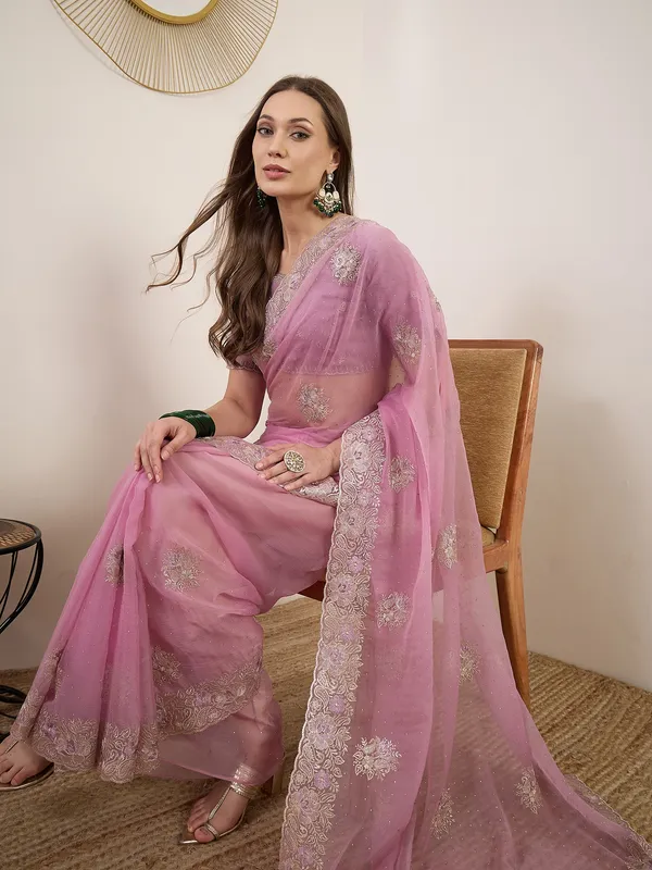 Pink_Satin_Embroidered_Ethnic_Saree_For_Women