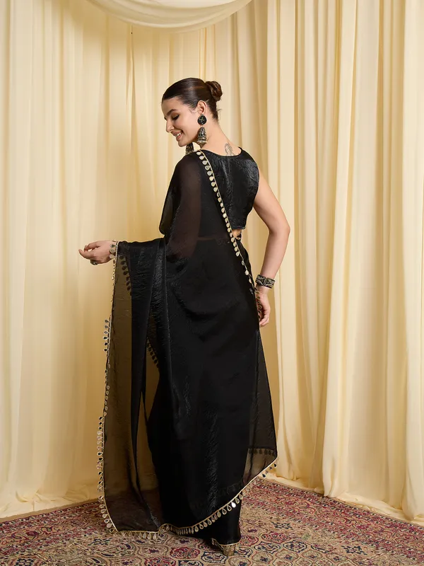 Black_Satin_Textured_Saree_For_Women