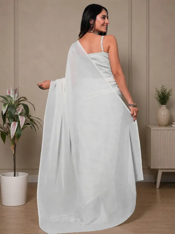 White_Satin_Sheer_Draped_Saree_For_Women
