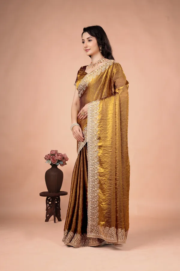 Brown_Satin_Embroidered_Saree_For_Women