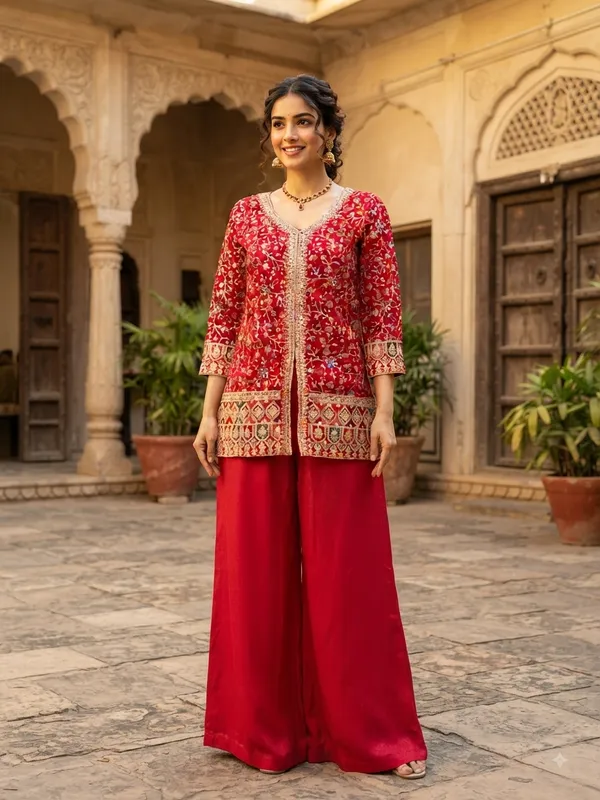 Red_Satin_Embroidered_Kurta_Palazzo_Set_For_Women
