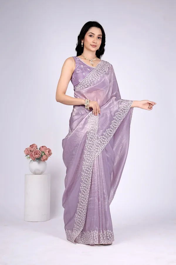 Lavender_Satin_Embroidered_Saree_For_Women