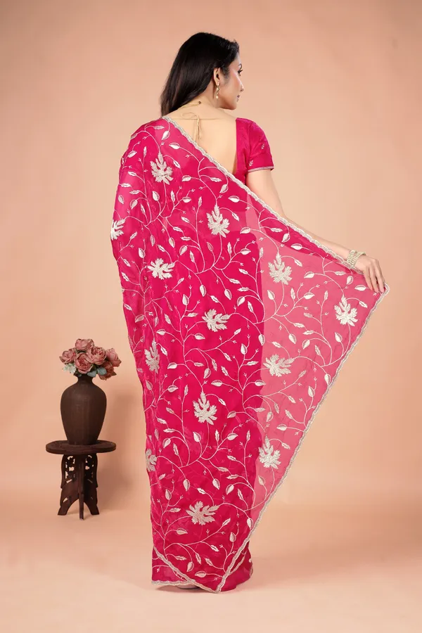 Pink_Satin_Silver_Floral_Embroidered_Saree_For_Women