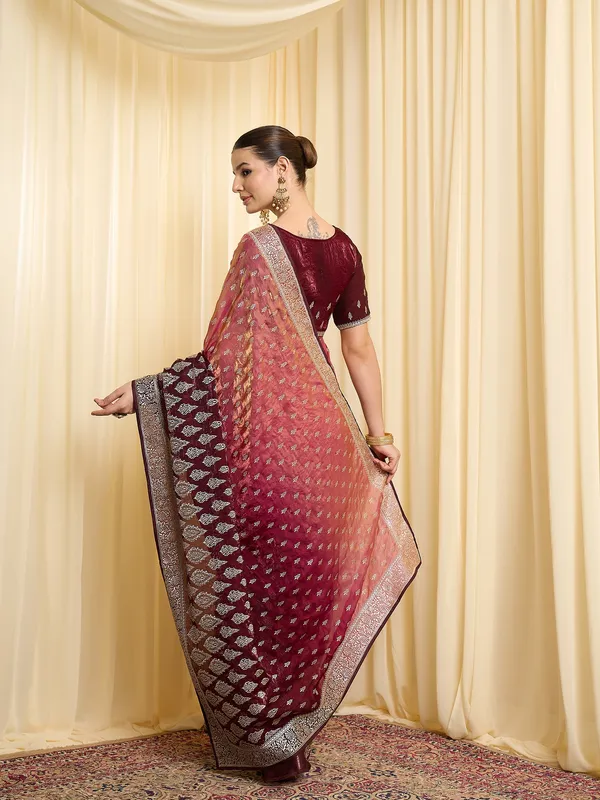 Maroon_Satin_Embroidered_Blouse_For_Women