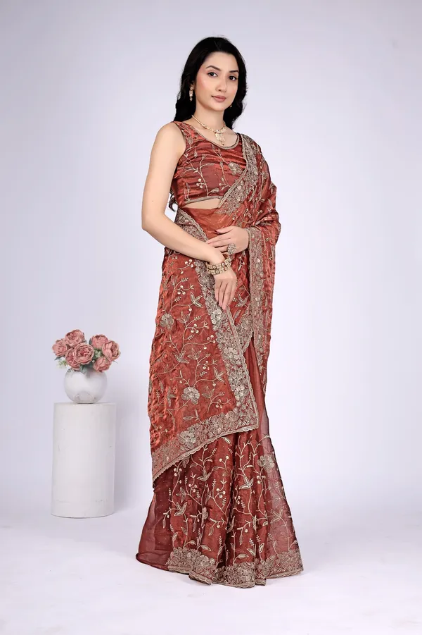 Maroon_Satin_Net_Floral_Embroidered_Saree_For_Women