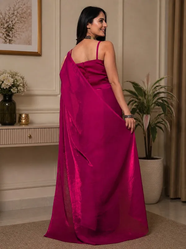 Magenta_Satin_Solid_Finish_Saree_For_Women