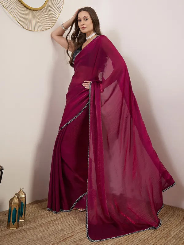 Magenta_Satin_Woven_Lace_Border_Saree_For_Women