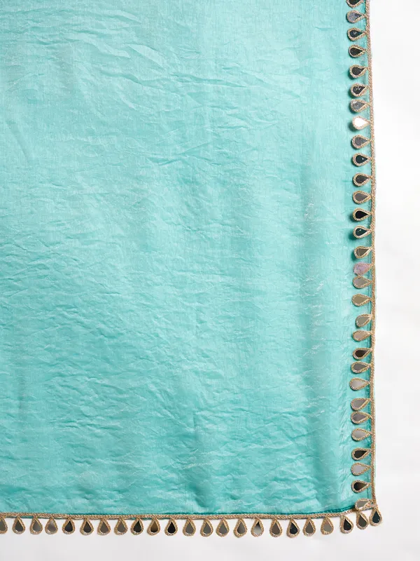 Teal_Satin_Woven_Embellished_Border_Saree_For_Women