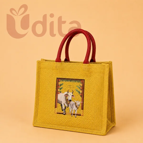Multicolour_Jute_Traditional_Print_Return_Gift_Bag_8_Inch_-_Pack_of_2