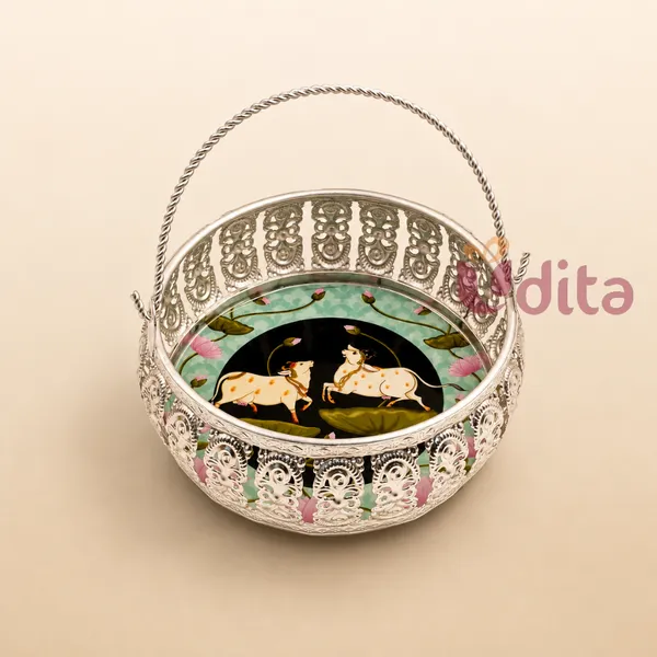 Pichwai_German_Silver_Bowl_Housewarming_Return_Gift_Hamper