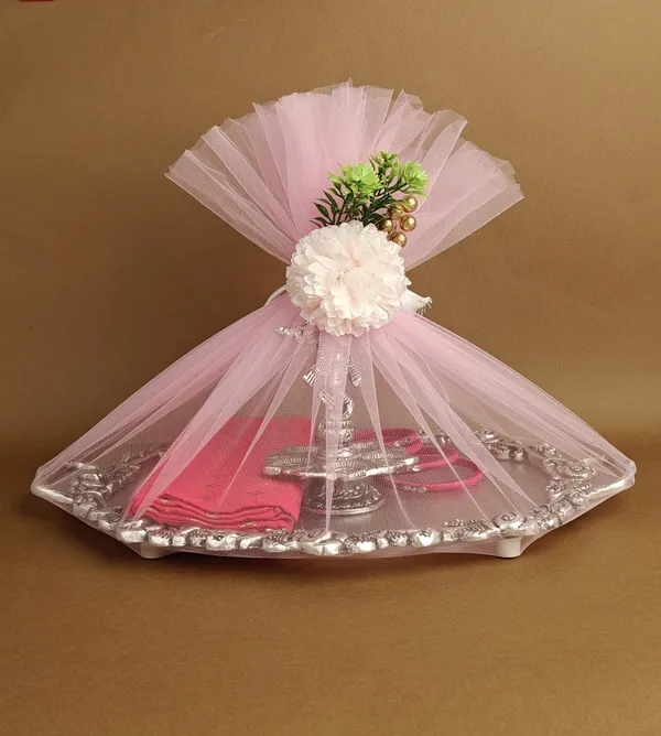 German_Silver_Acrylic_Tray_Krishna_Diya_Gift_Hamper