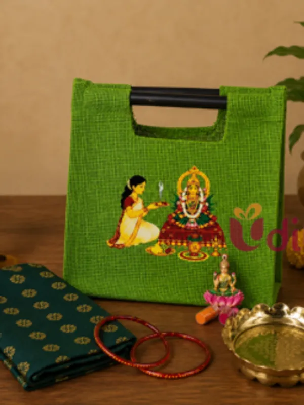 Brass_Kolam_Lotus_Stand_Jute_Bag_Varalakshmi_Return_Gift_Hamper