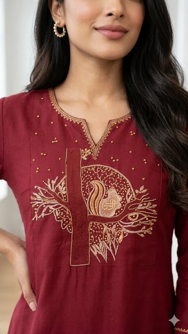 Maroon_Embroidered_Straight_Kurta_Set_for_Women