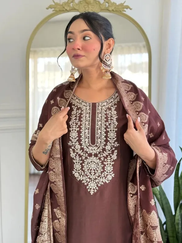 Brown_Embroidered_Straight_Kurta_Set_for_Women
