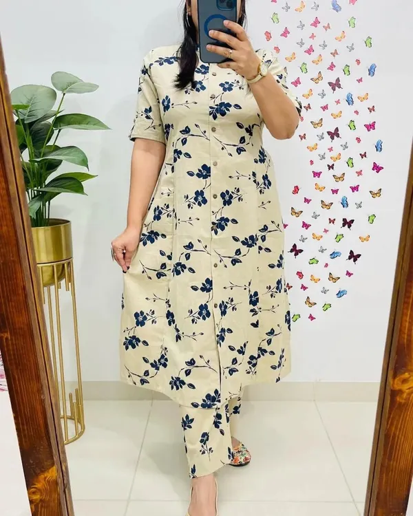 Cream_Floral_Straight_Kurta_Set_For_Women