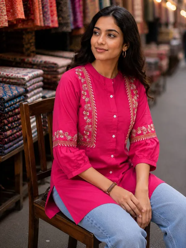 Pink_Embroidered_Straight_Kurti_for_Women