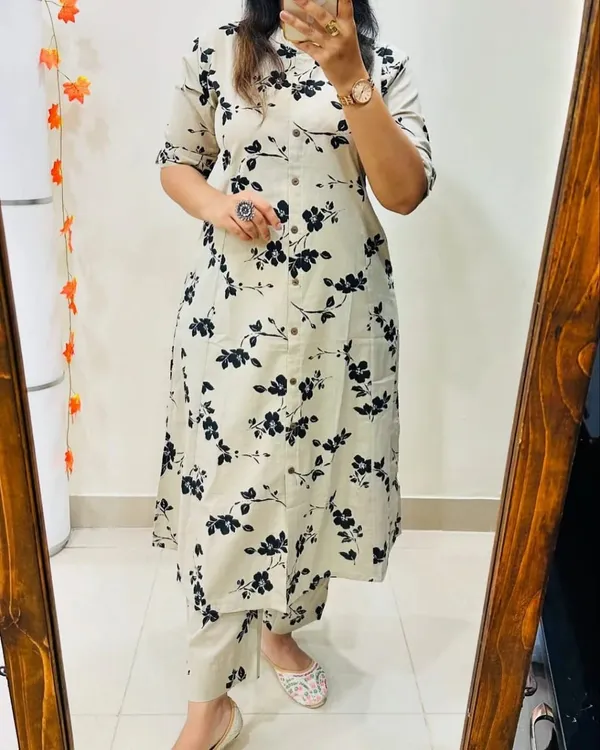 Cream_Floral_Print_Kurta_Set_for_Women