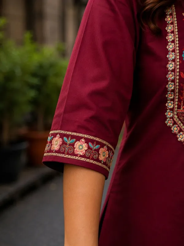Maroon_Embroidered_Straight_Kurta_Set_for_Women