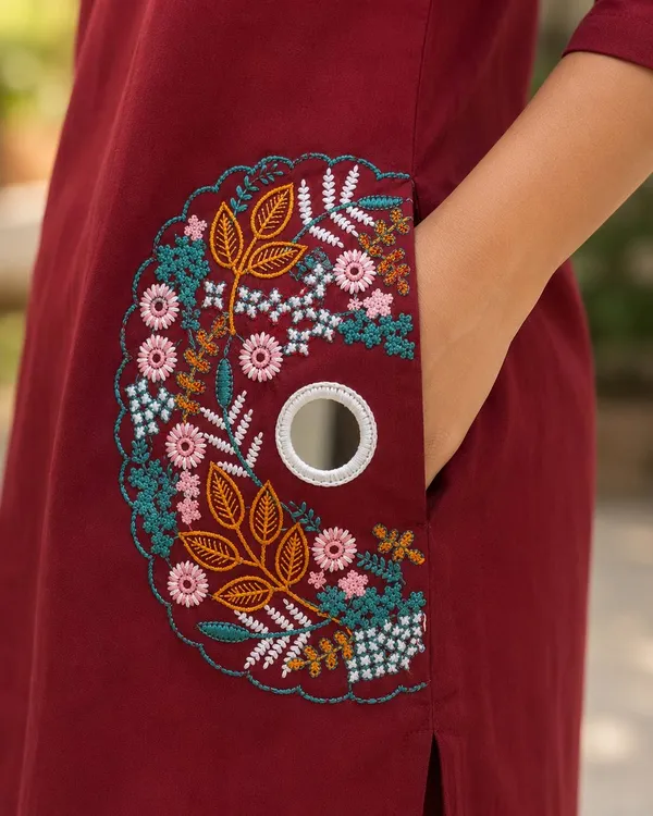Maroon_Embroidered_Straight_Kurta_for_Women