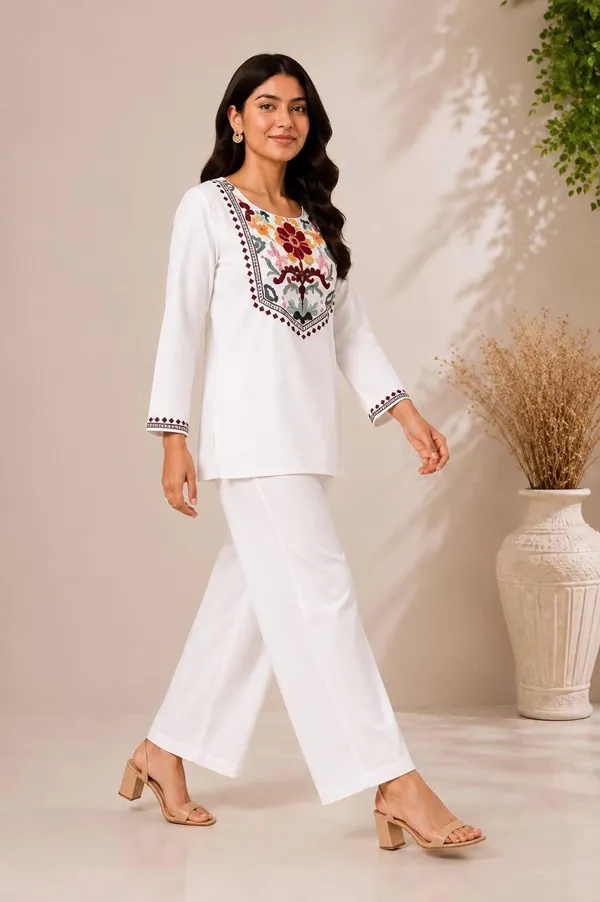 White_Embroidered_Straight_Kurta_For_Women