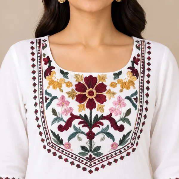 White_Embroidered_Straight_Kurta_For_Women
