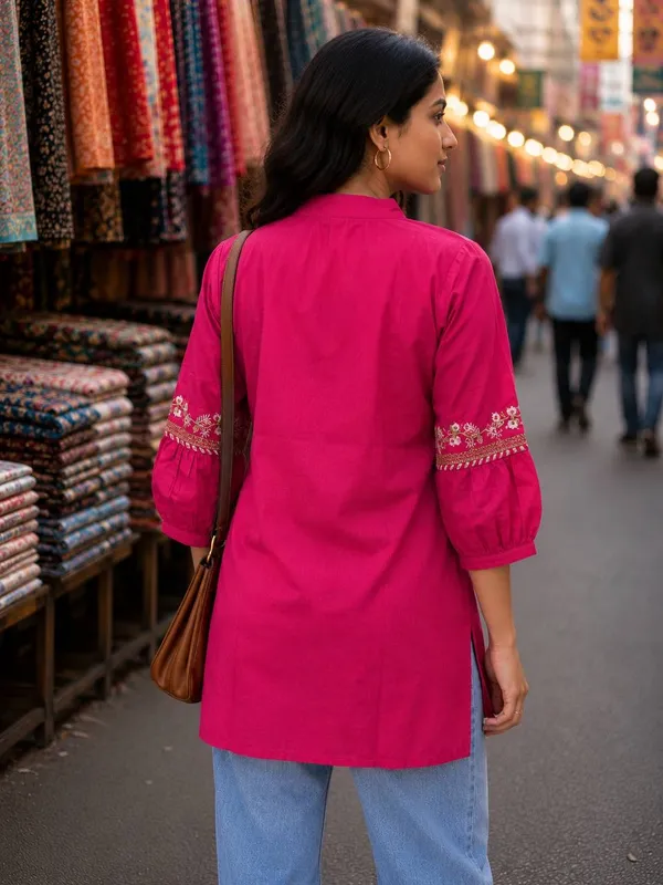 Pink_Embroidered_Straight_Kurti_for_Women