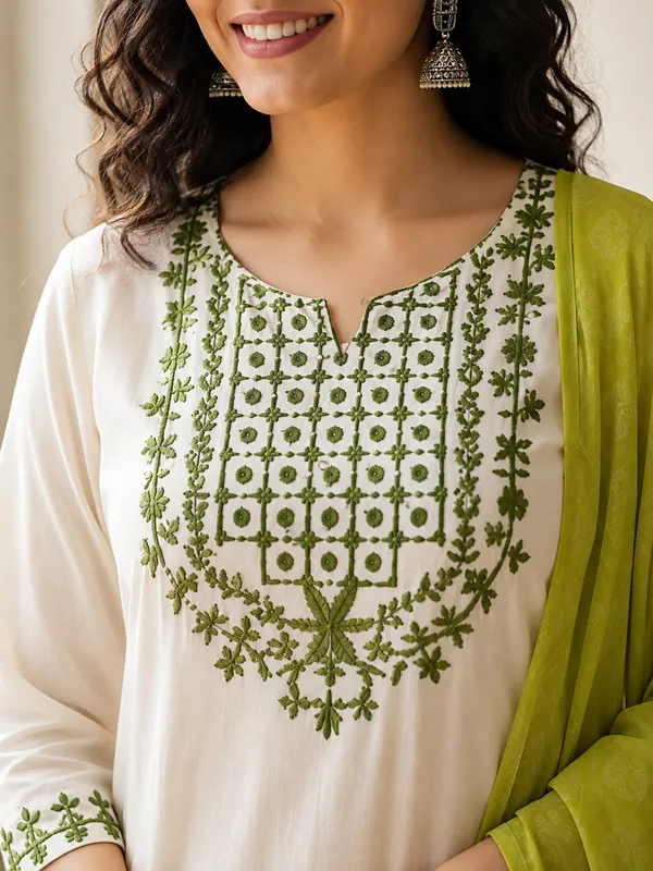 White_Green_Embroidered_Straight_Kurta_Set_for_Women