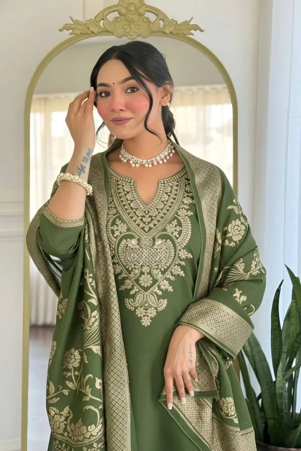 Olive_Embroidered_Ethnic_Suit_Set_For_Women