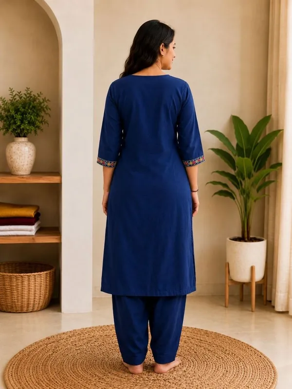 Blue_Embroidered_Straight_Kurta_Set_for_Women