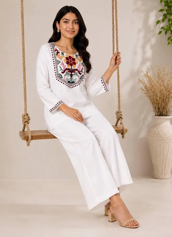 White_Embroidered_Straight_Kurta_For_Women