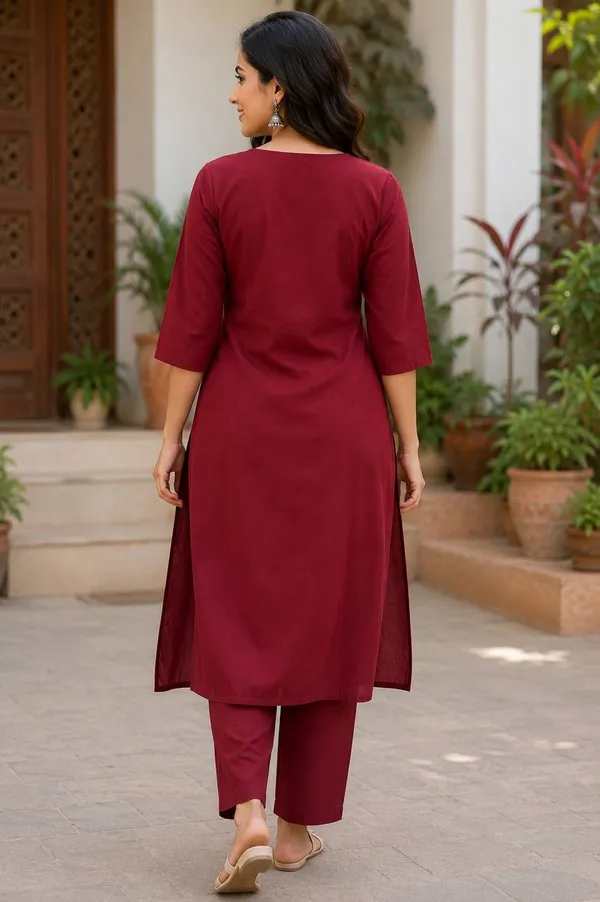 Maroon_Embroidered_Straight_Kurta_for_Women