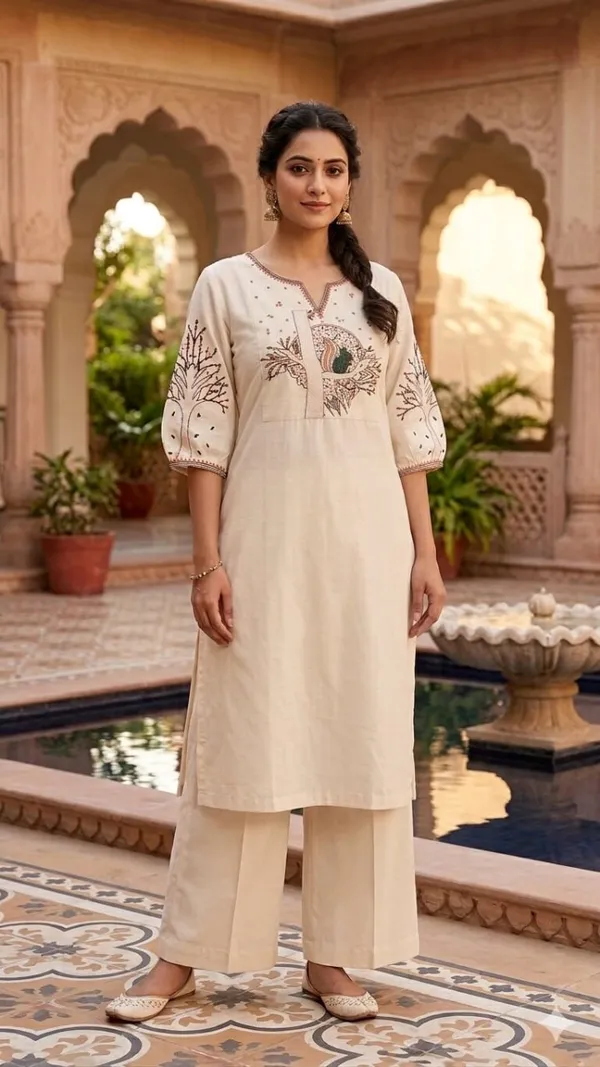 Beige_Embroidered_Straight_Kurta_Set_for_Women