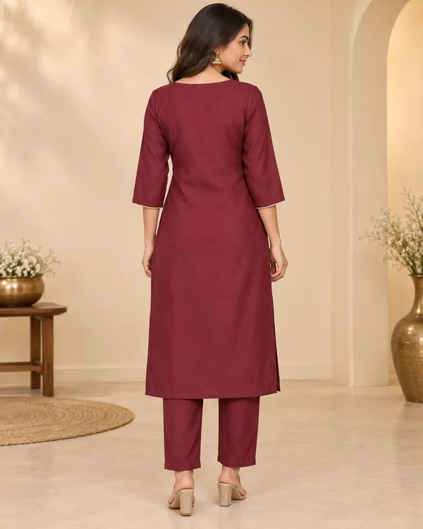 Maroon_Embroidered_Straight_Kurta_Set_for_Women