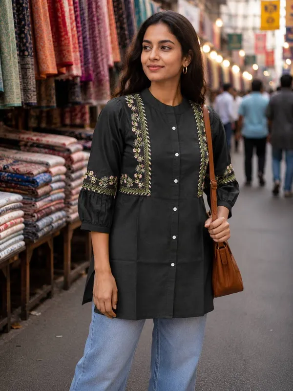 Black_Embroidered_Straight_Fit_Kurti_for_Women