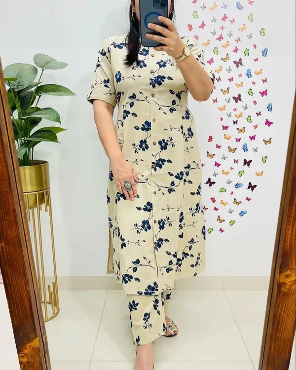Cream_Floral_Straight_Kurta_Set_For_Women