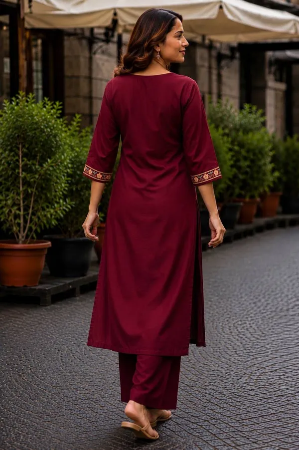 Maroon_Embroidered_Straight_Kurta_Set_for_Women