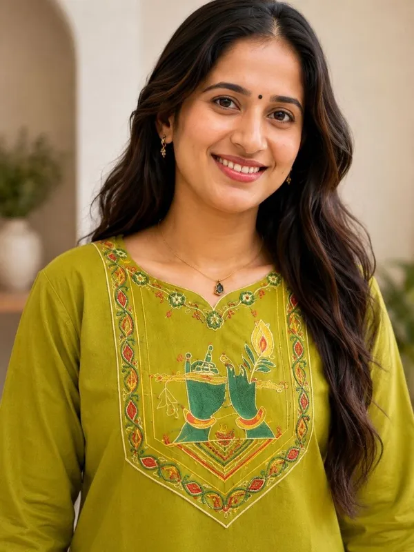 Olive_Green_Embroidered_Straight_Kurta_Set_For_Women