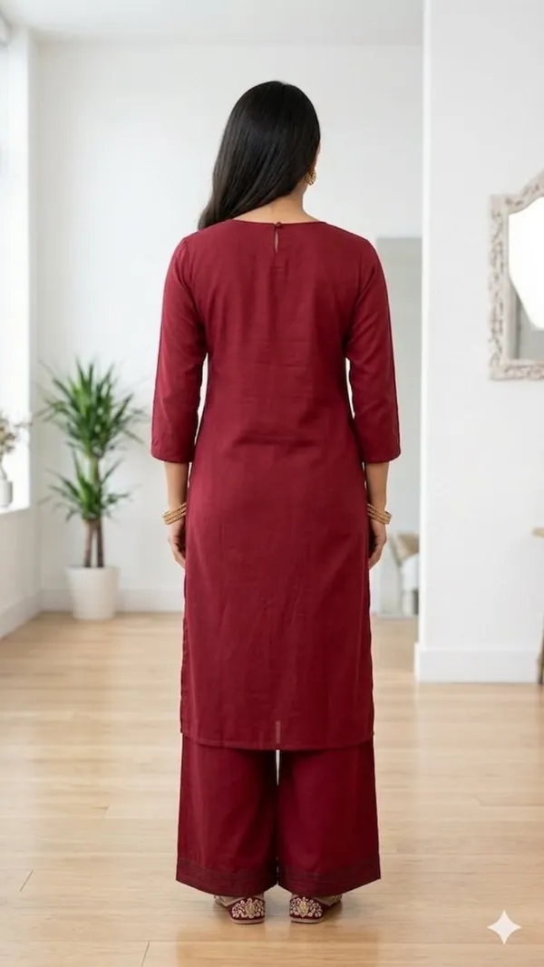 Maroon_Embroidered_Straight_Kurta_Set_for_Women